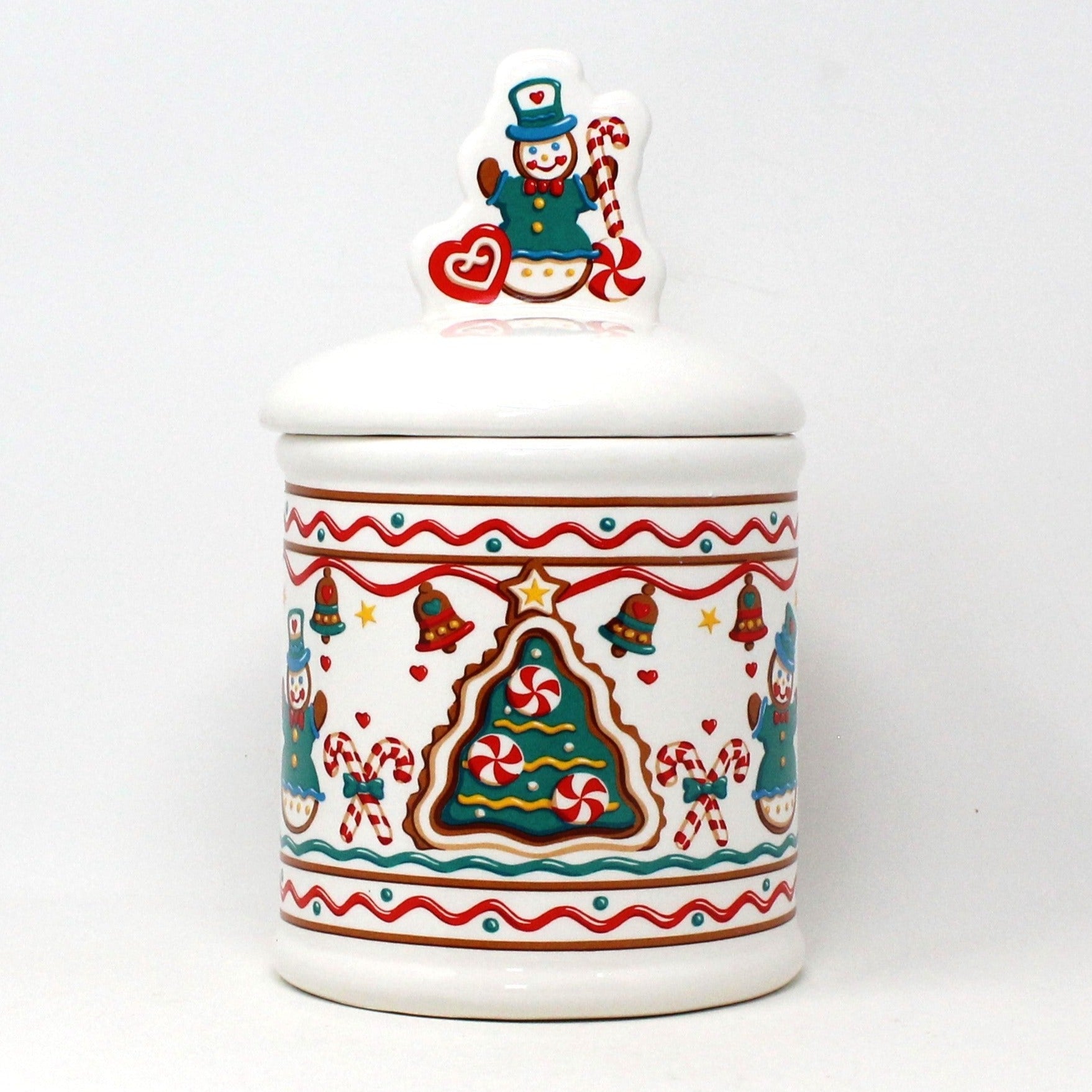 Hallmark Ceramic Christmas Gingerbread House Cookie Jar Canister top Karla Taylor