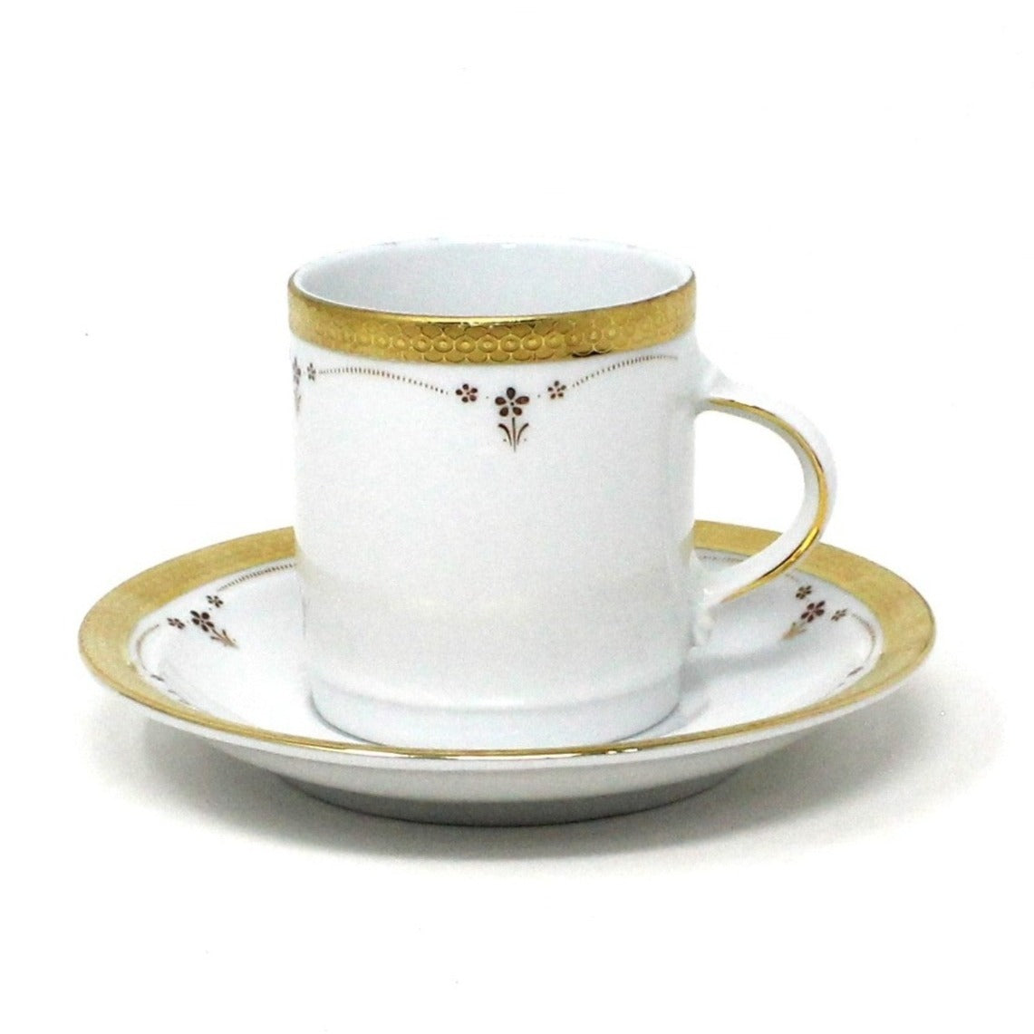 Demitasse & Saucer, Tirschenreuth Bavaria, Gold Encrusted Floral, Vintage  Germany