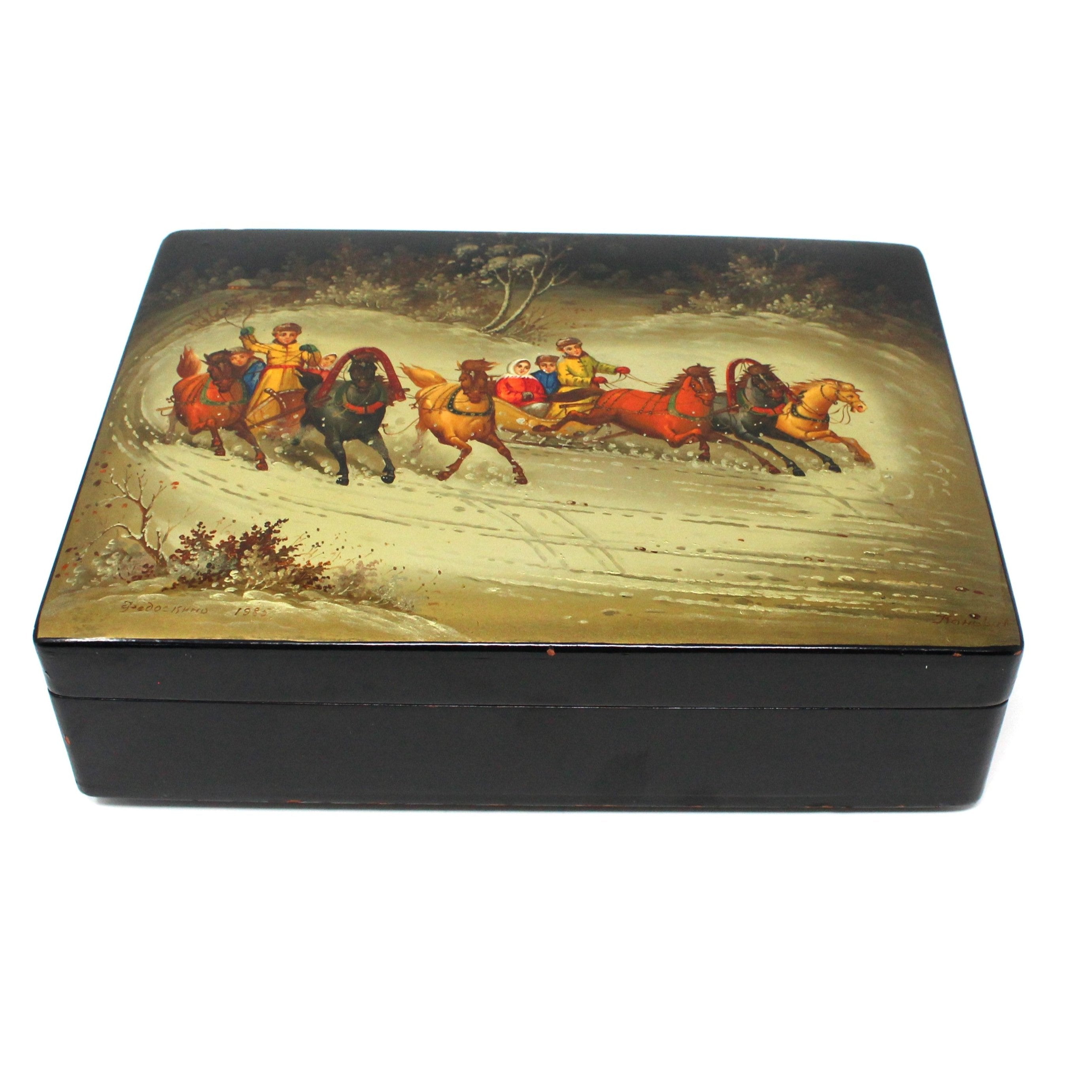 Handpainted Lacquered Russian selling Troika Box