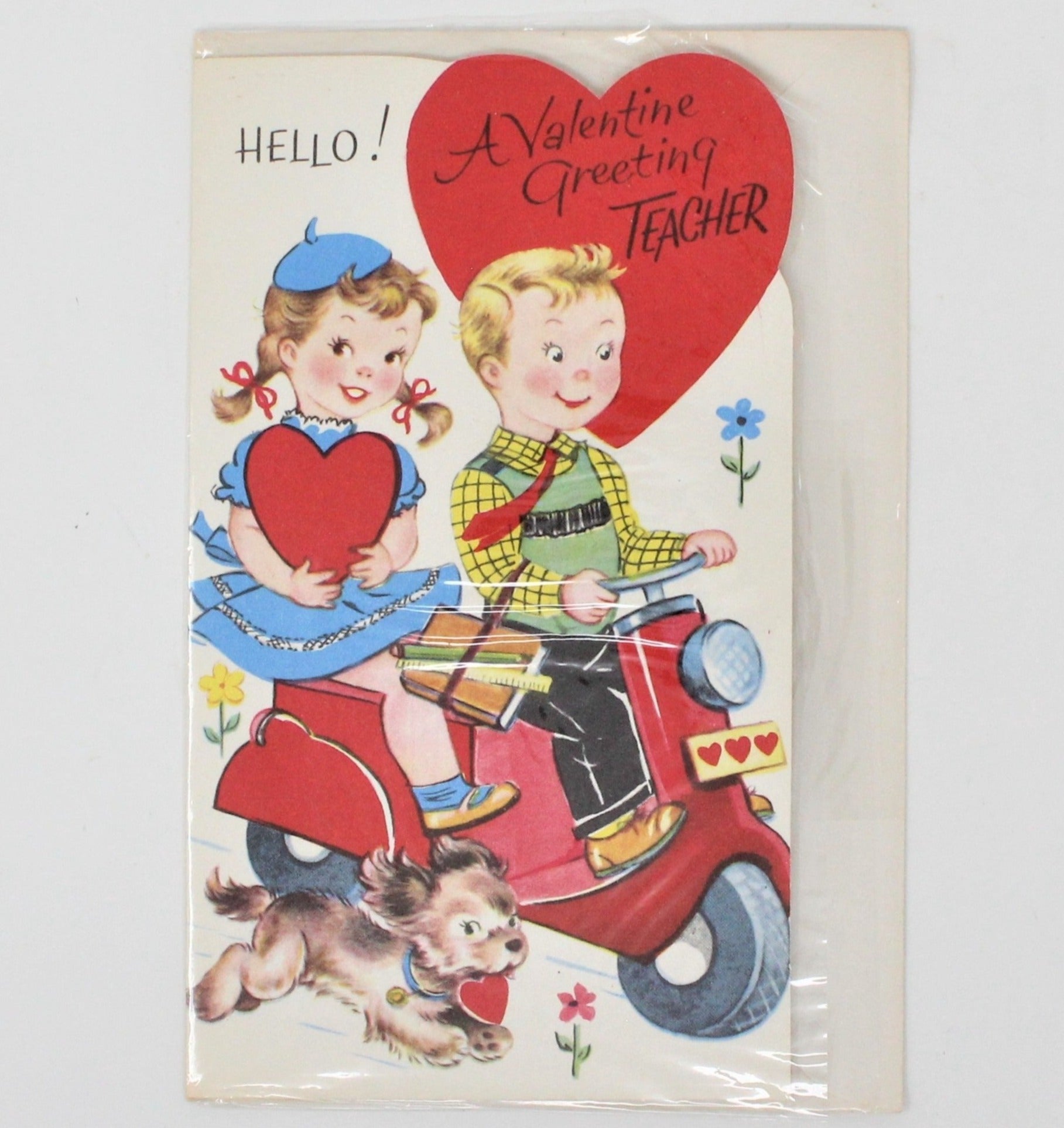 Greeting Card / Valentine, Movable, Girl with Heart, Large 7, Unused,  Vintage