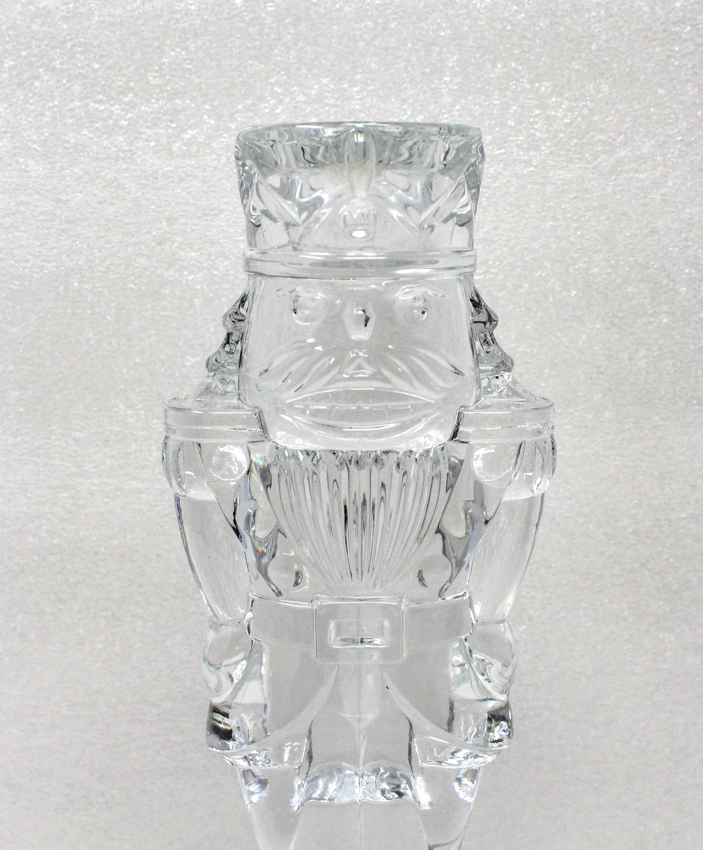 Candle Holder, Christmas Nutcracker, Crystal Clear Ind, 24% Lead Crystal, Vintage