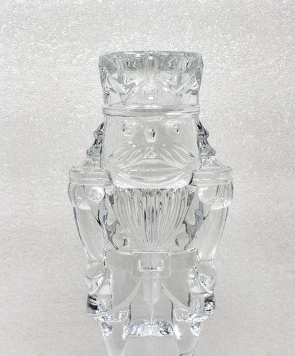 Candle Holder, Christmas Nutcracker, Crystal Clear Ind, 24% Lead Crystal, Vintage