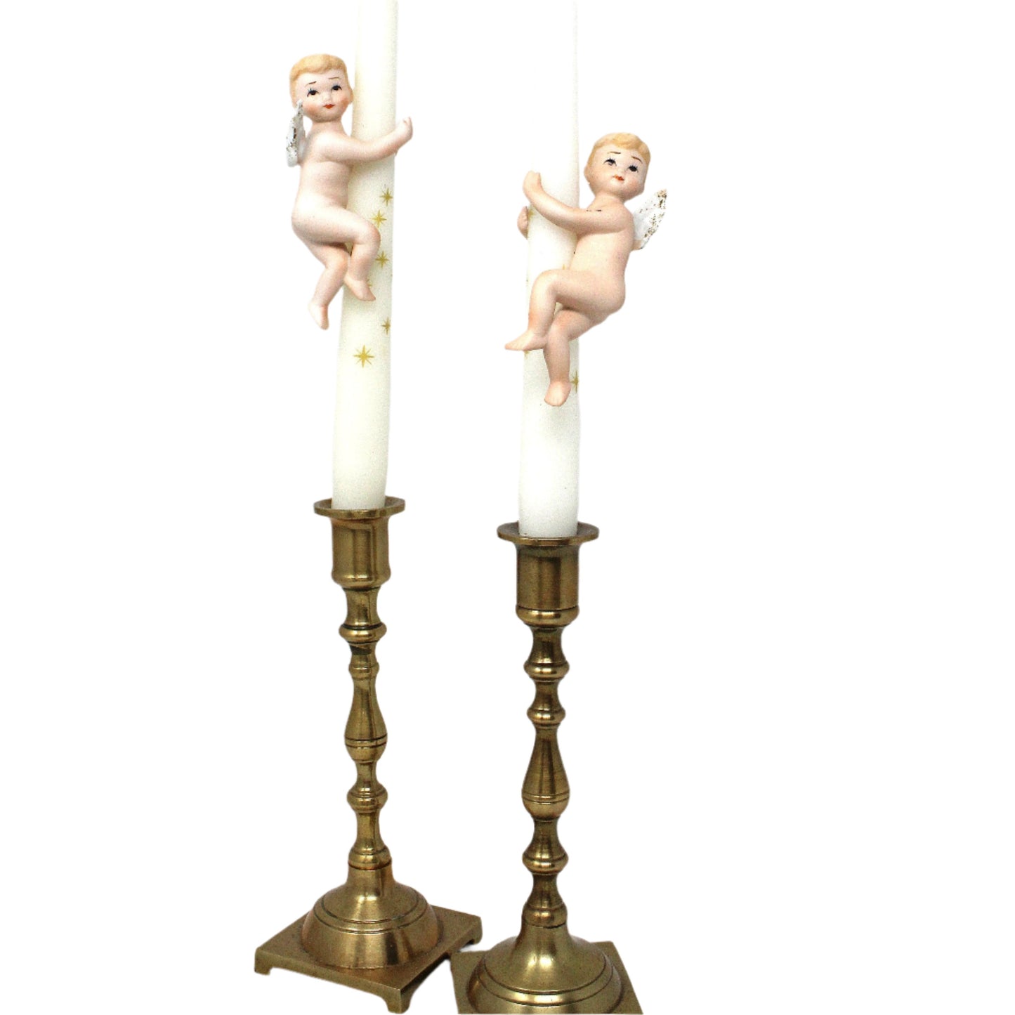 Candle Huggers, Lefton, Cherub Angels, Set of 2, Mid Century, Vintage, RARE KW389