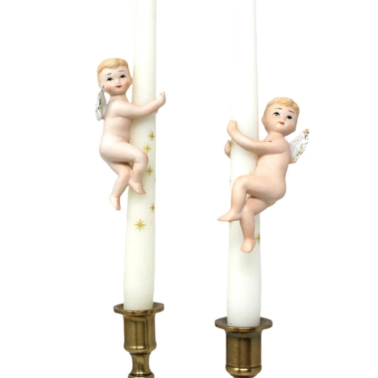 Candle Huggers, Lefton, Cherub Angels, Set of 2, Mid Century, Vintage, RARE KW389