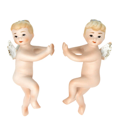 Candle Huggers, Lefton, Cherub Angels, Set of 2, Mid Century, Vintage, RARE KW389