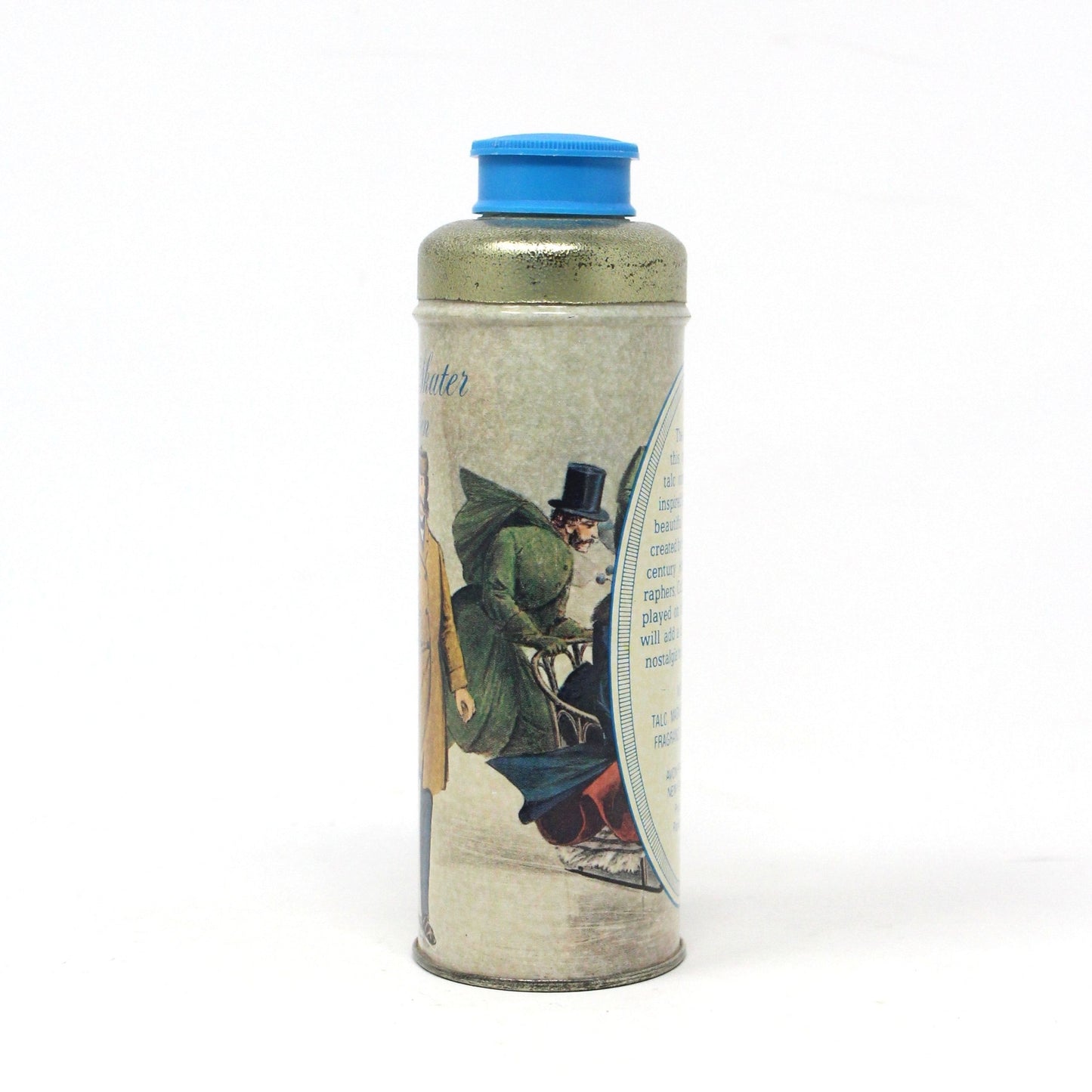 Shaker, Avon, Gentleman Skater Talc For Men, Metal Tin, Currier & Ives, Vintage Collectible