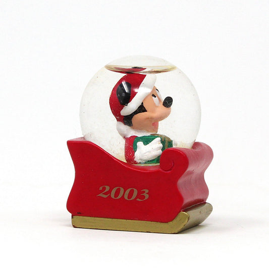 Snowglobe, Disney, Mickey Mouse in Sleigh, Mini Christmas Snow Globe, JC Penney 2003