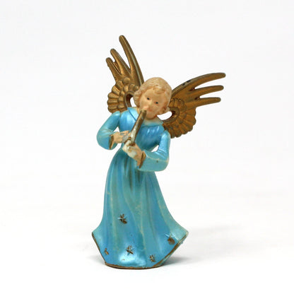 Ornaments, Angel Musicians, Christmas Ornaments, Set of 2, Pink & Blue, Plastic, Vintage, British Hong Kong