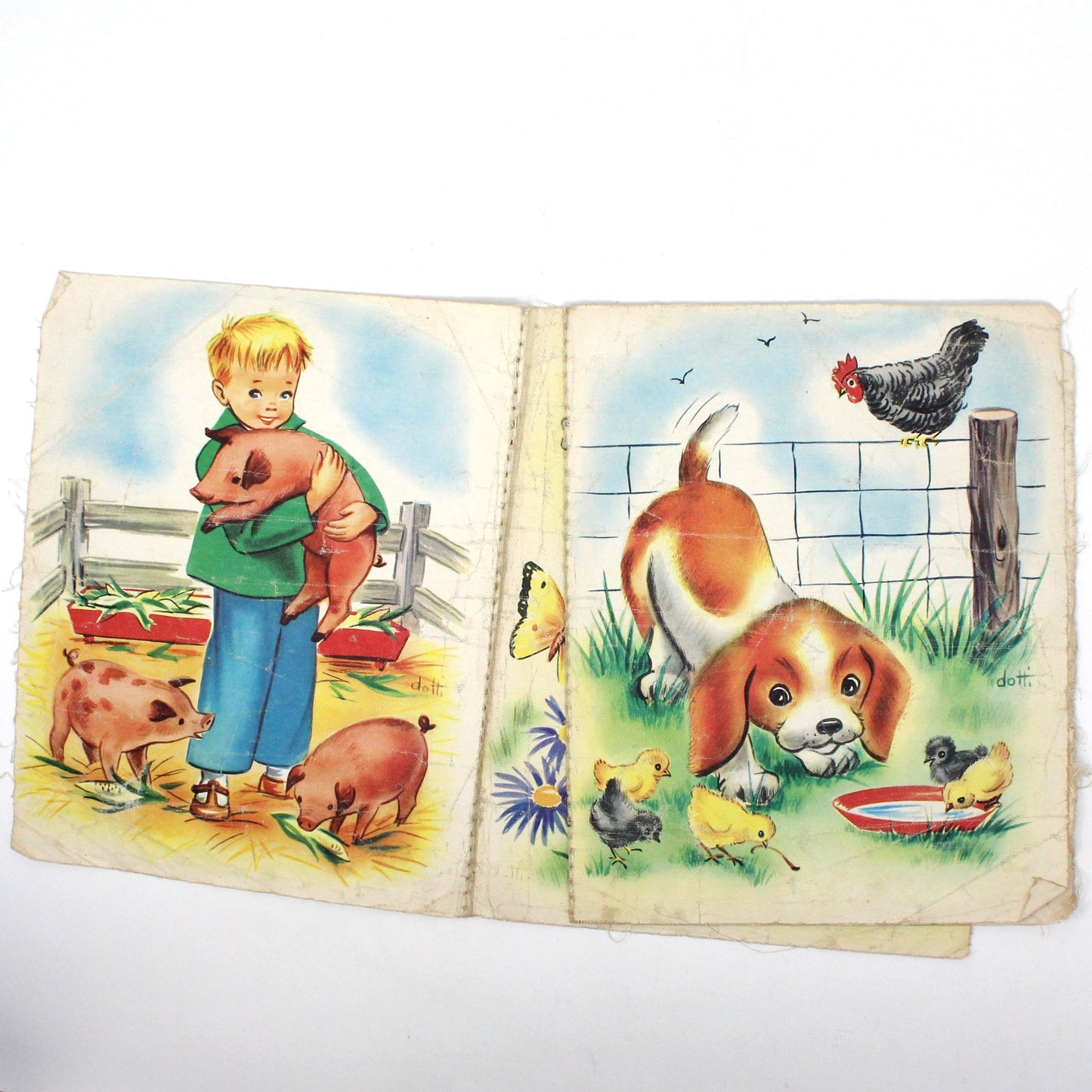 Children's Book, Saalfield Cloth Book, Baby's Farm Friends, Vintage 1957