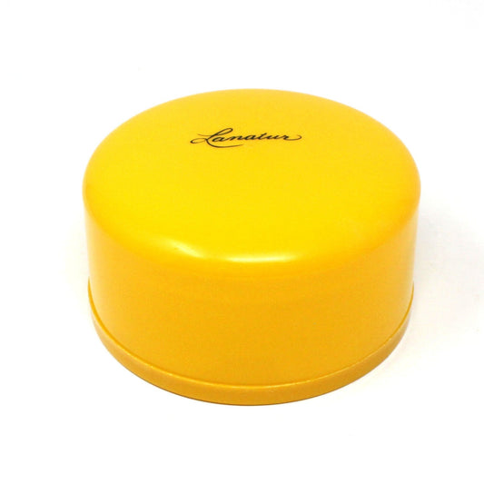 Dusting Powder Box, Lanatur, Yellow Plastic, Vintage, 1970's