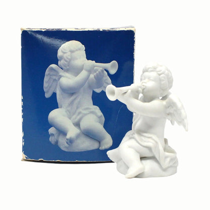 Figurine, Avon, Cherub Angel Nativity Collectibles, White Porcelain, In Original Box, Vintage