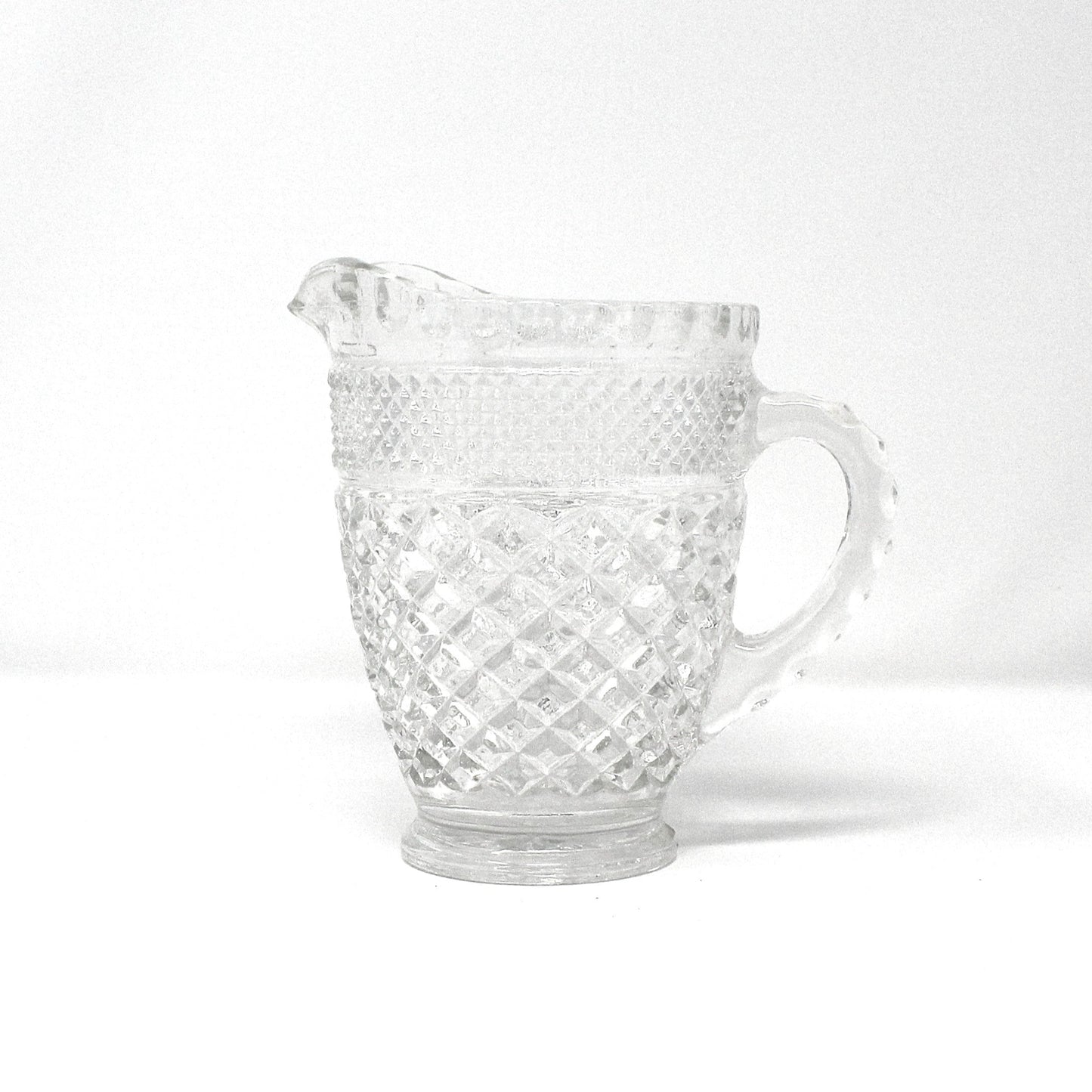 Milk Pitcher, Anchor Hocking, Wexford, Glass Pint Pitcher, 16 oz, Vintage