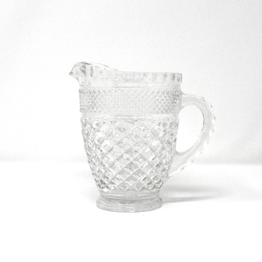 Milk Pitcher, Anchor Hocking, Wexford, Glass Pint Pitcher, 16 oz, Vintage, 1970's