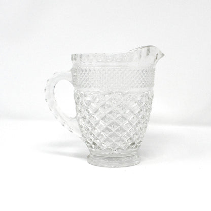 Milk Pitcher, Anchor Hocking, Wexford, Glass Pint Pitcher, 16 oz, Vintage