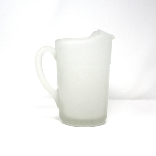 Pitcher, Paneled White Frosted Glass, Serving Pitcher, Vintage