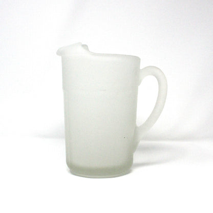 Pitcher, Paneled White Frosted Glass, Serving Pitcher, Vintage