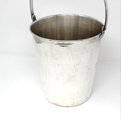 Ice Bucket, Champagne Bucket, Ice Pail, Hinged Handle & Ribbed Banding, Vintage