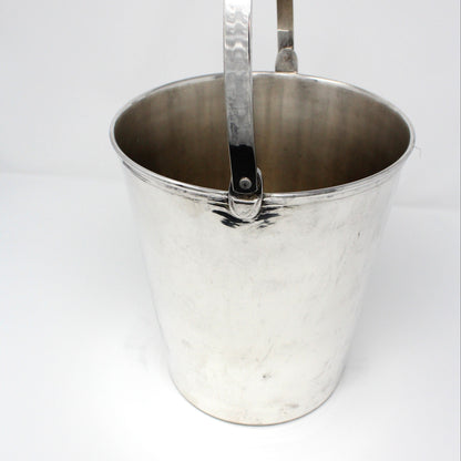 Ice Bucket, Champagne Bucket, Ice Pail, Hinged Handle & Ribbed Banding, Vintage