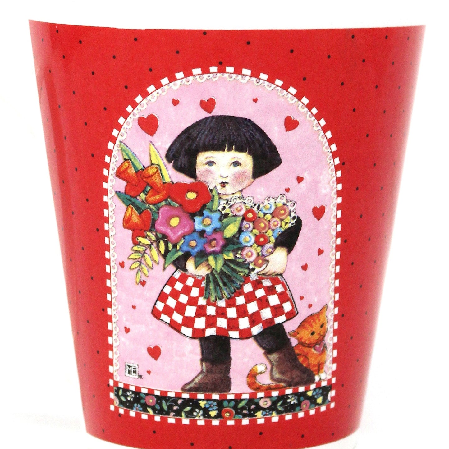 Mug, Mary Engelbreit, Coffee Mug, Girl with Flowers and Hearts, Galerie Brand, Ceramic, Vintage