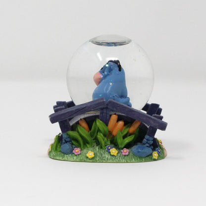 Snowglobe, Disney, Eeyore On Wooden Bridge With Flowers, Mini Snow Globe Collectible