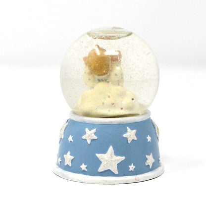 Snowglobe, Newborn Baby Mini Snow Globe with Blue & White Glitter Stars Base, Collectible, Vintage