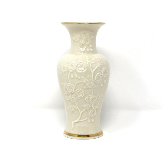 Bud Vase, Lenox, Ming Blossom Collection, Sculptured Oriental Florals, Ivory Chinoiserie, Vintage