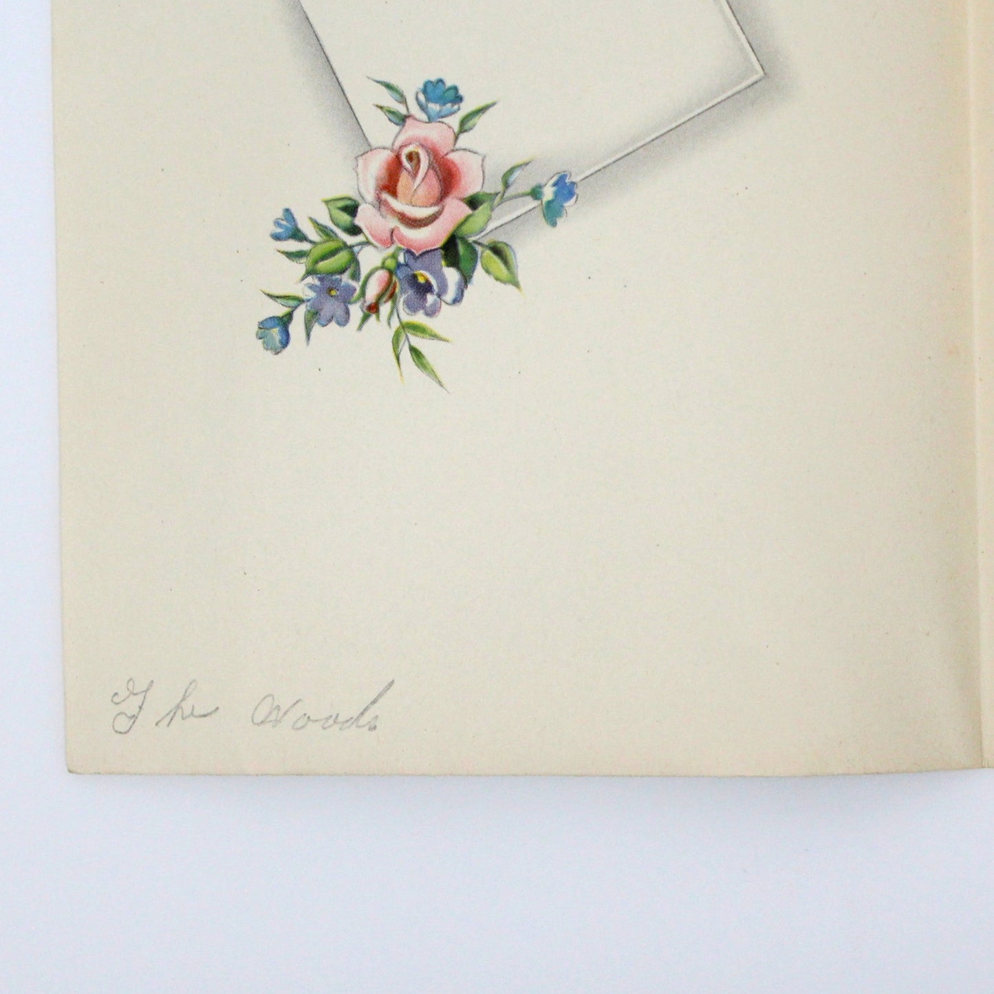 Greeting Card / Congratulations, Envelope with Roses, Removable Insert Card, Vintage