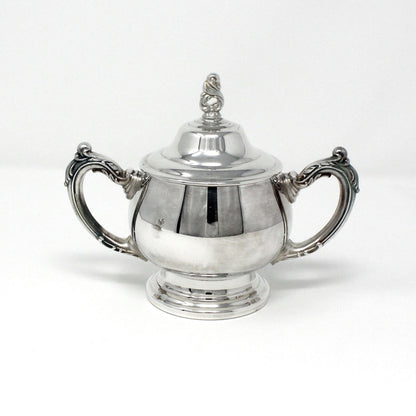 Creamer & Sugar with Lid, Silverplate, Oneida Sea Crest, USA, Vintage