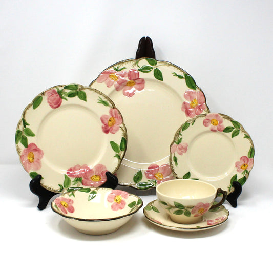 Dinnerware, Franciscan, Desert Rose, Individual Place Setting, 6 Pcs, Vintage USA, 1960's