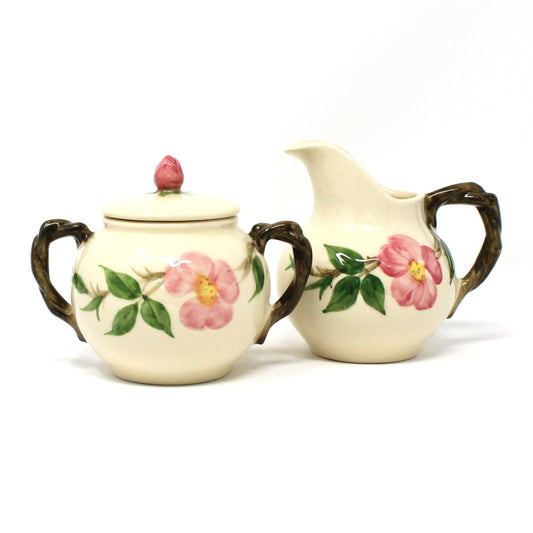 Creamer & Sugar with Lid, Franciscan, Desert Rose, Ceramic, Vintage USA