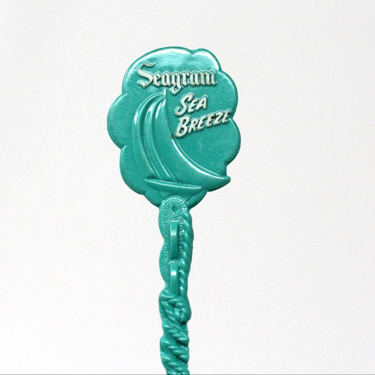 Cocktail Drink Stirrers - Swizzle Sticks / Spoons, Seagram's Sea Breeze, Aqua, Vintage, 1950's