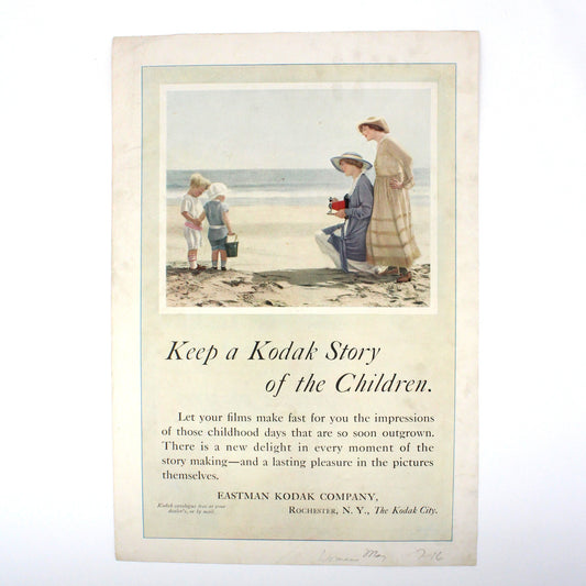 Advertisement, Eastman Kodak, 1916, Original Magazine Ad, ...Story of the Children, Antique