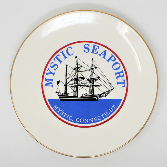 Decorative Plate, Souvenir Collectors Plate, Mystic Seaport, Connecticut, Schooner, Vintage, SOLD