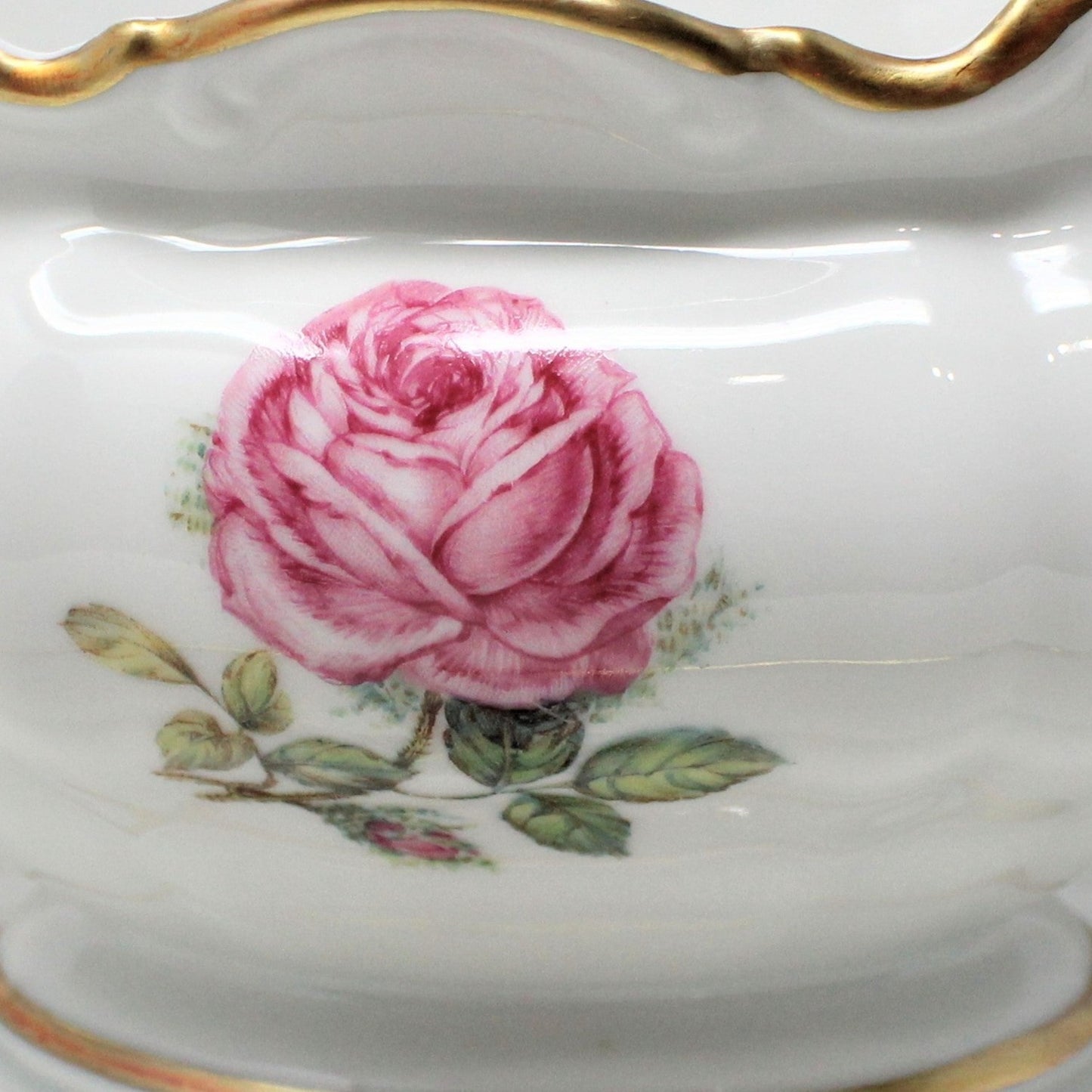 Gravy Boat / Saucière with Underplate, Hutschenreuther, The Dundee, Pink Rose, Bavaria, Germany, Vintage