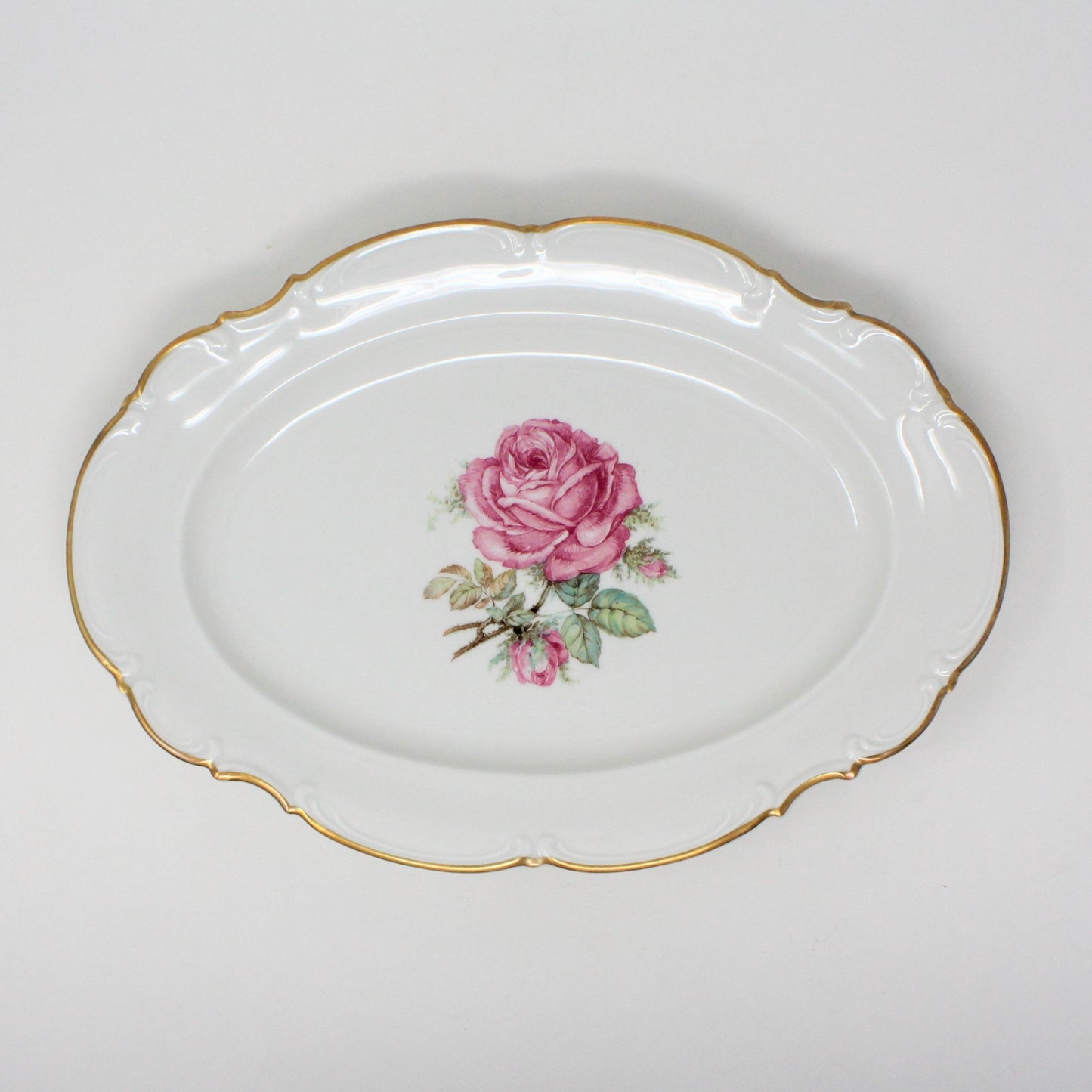 Serving Platter, Hutschenreuther, The Dundee, Pink Rose, Bavaria, Germany, Vintage 13"