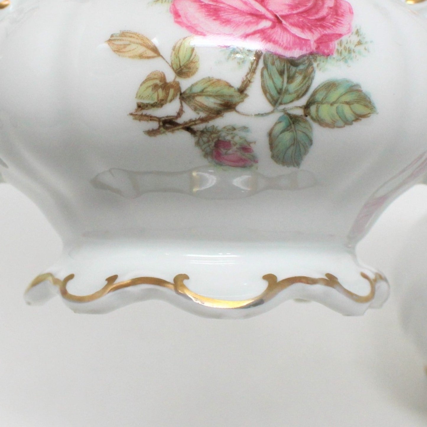 Creamer and Sugar with Lid, Hutschenreuther, The Dundee, Pink Rose, Bavaria, Germany, Vintage