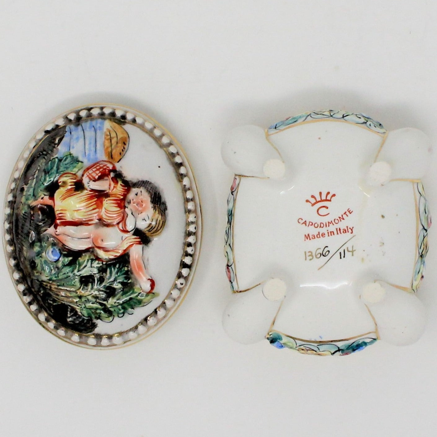 Vintage Italian Decorative Porcelain Trinket / Jewelry Box Numbered on sale Pre owned