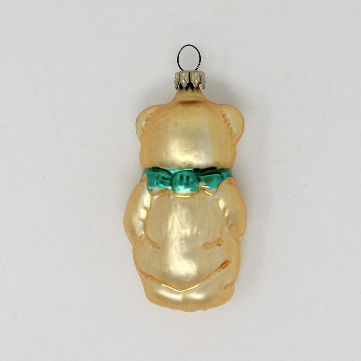 Ornament, Whitehurst, Figural Bear with Heart, Gold and Red, Vintage Germany