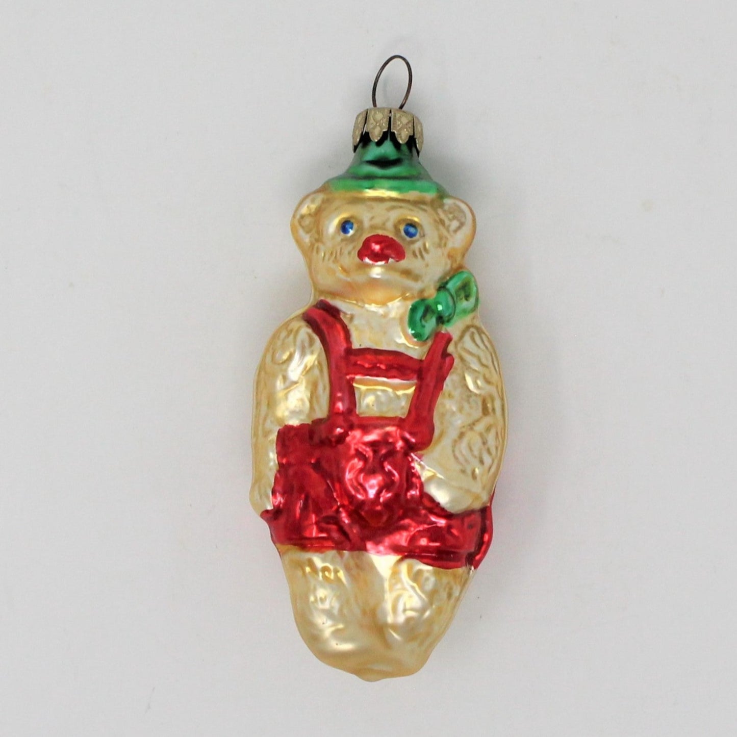 Ornaments, Whitehurst, Figural Bear with Lederhosen , Gold, Red, Green, Vintage Germany