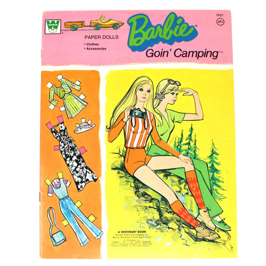 Paper Doll Book, Whitman, Barbie & PJ Goin' Camping, Uncut, Vintage 1974