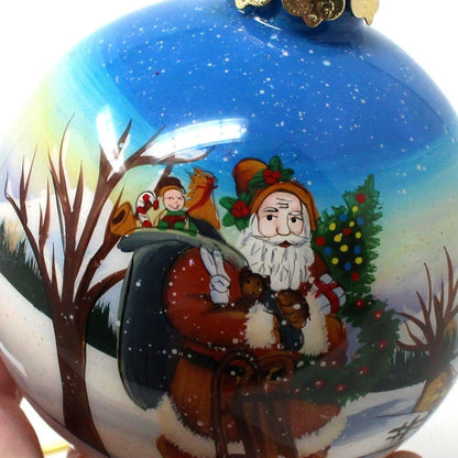 Ornaments, Glass Ball, Reverse Painted Santa Claus, St Nicholas, 3.5"