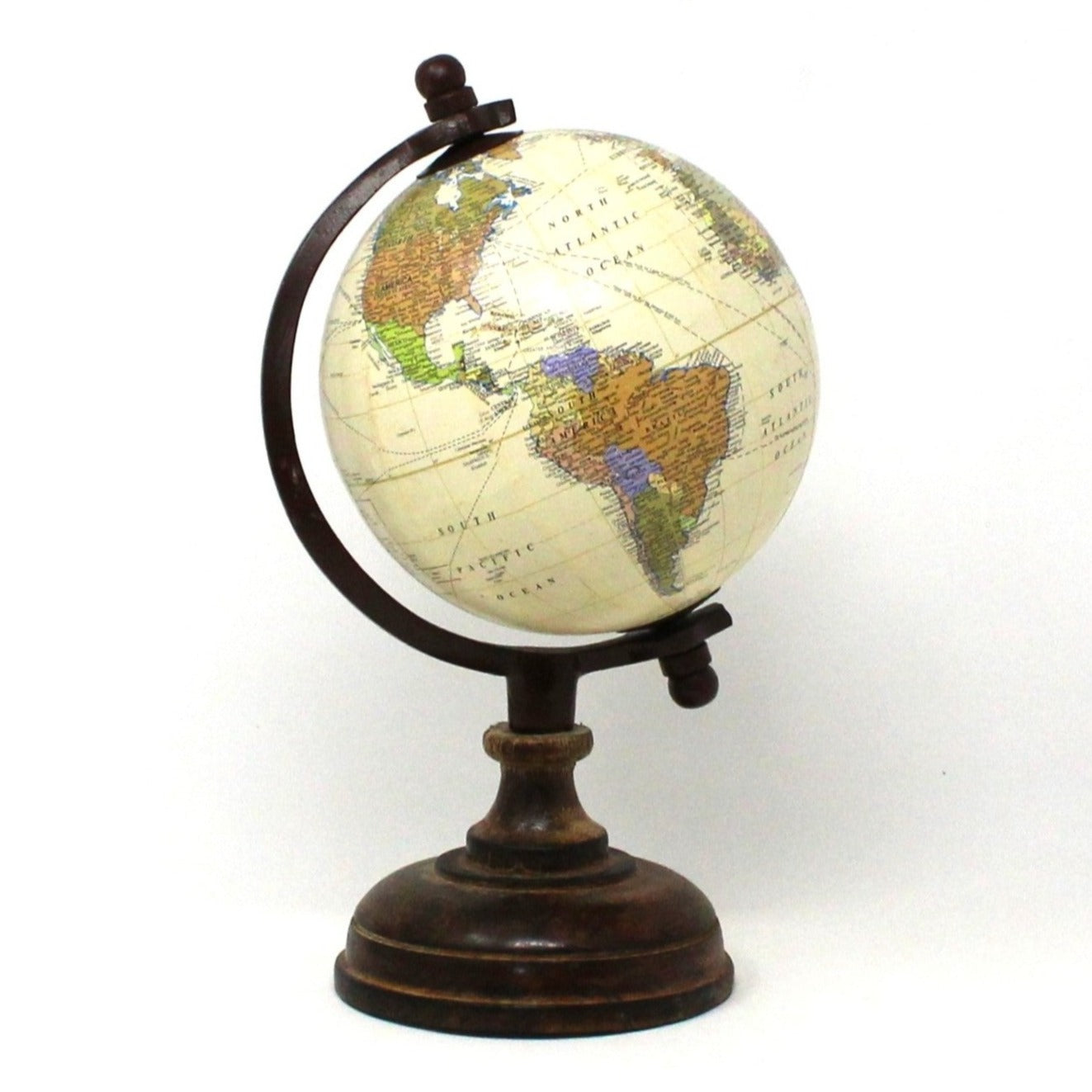 World Globe, Wood Base Desktop Globe, 9.5