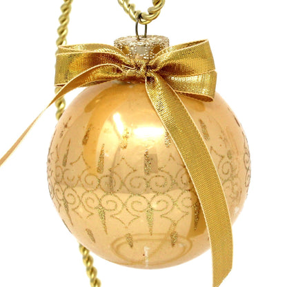 Ornaments, Glass Ball, Gold with Gold Ornate Glitter Swirls, 2", Christmas