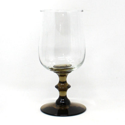 Water Goblets, Libbey, Tulip Brown Stemmed Glasses, Set of 4, Vintage