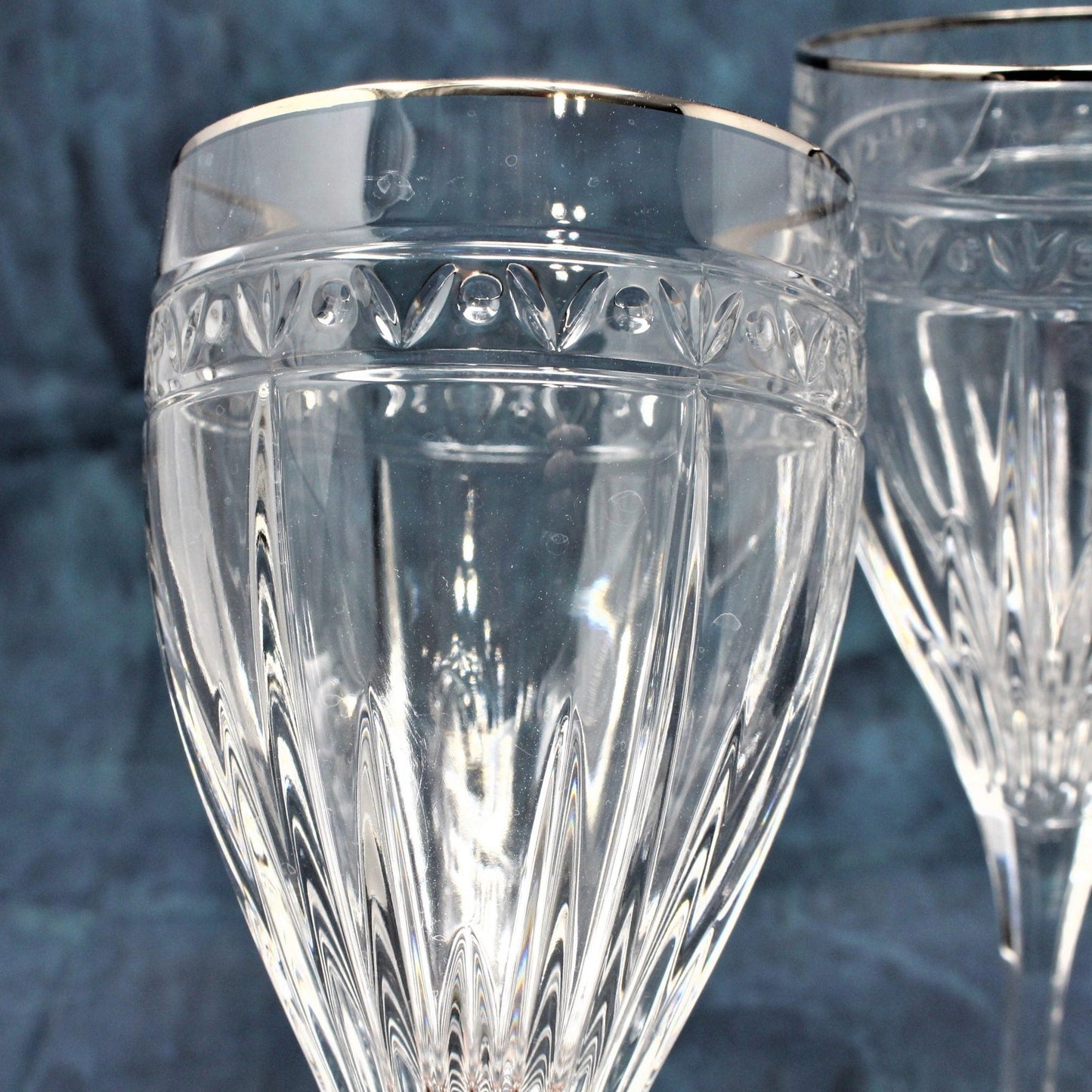 Water Goblets / Wine Glasses, Noritake, Christiana Platinum Set of 3