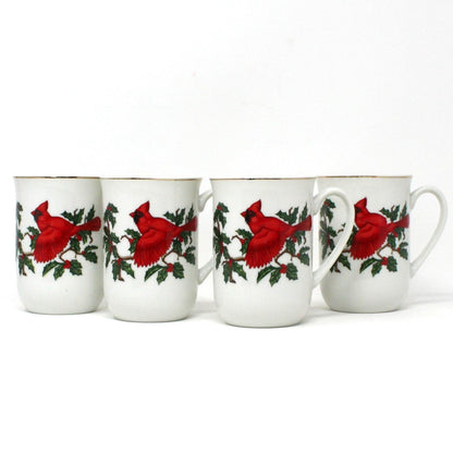 Mugs, Lefton, Cardinal Mugs, Set of 4, Vintage