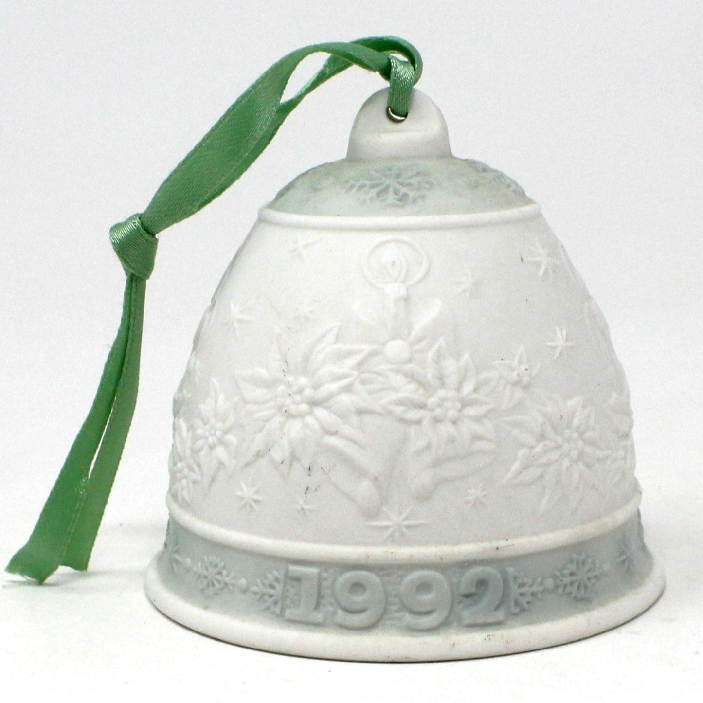 Ornaments, Lladro, Annual Christmas Bell, Green 1992, Porcelain, Vintage, SOLD