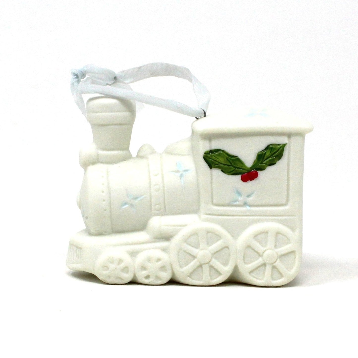 Ornament, Silvestri, Train, White Porcelain Bisque, Vintage