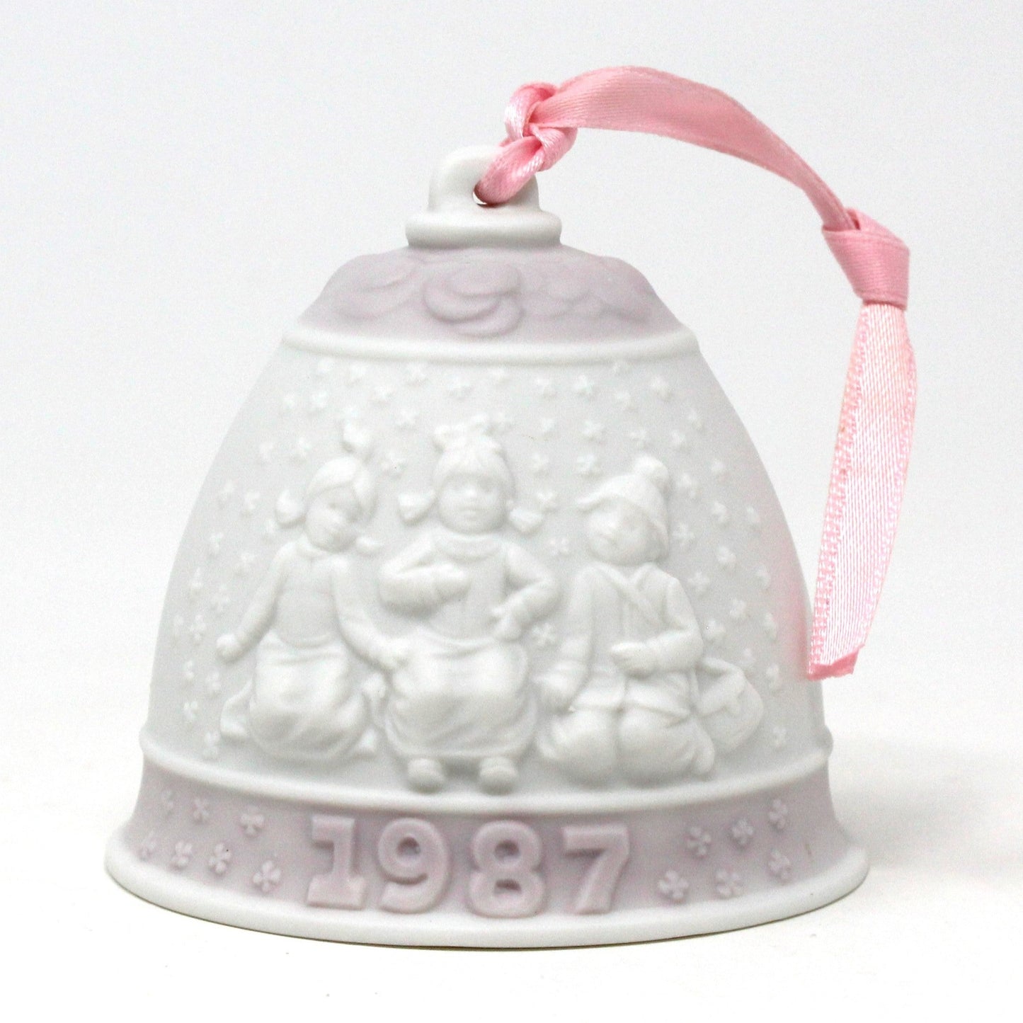 Ornaments, Lladro, Annual Christmas Bell, Pink 1987, Porcelain, Vintage