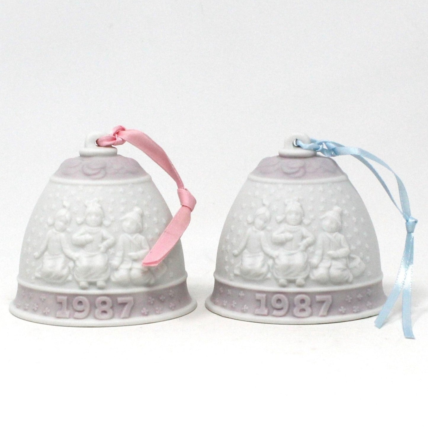 Ornaments, Lladro, Annual Christmas Bell, Pink 1987, Porcelain, Vintage